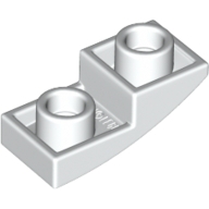 Lego destička 2x1 půl oblouku zakulacená hladká invertovaná, bílá (6172927)